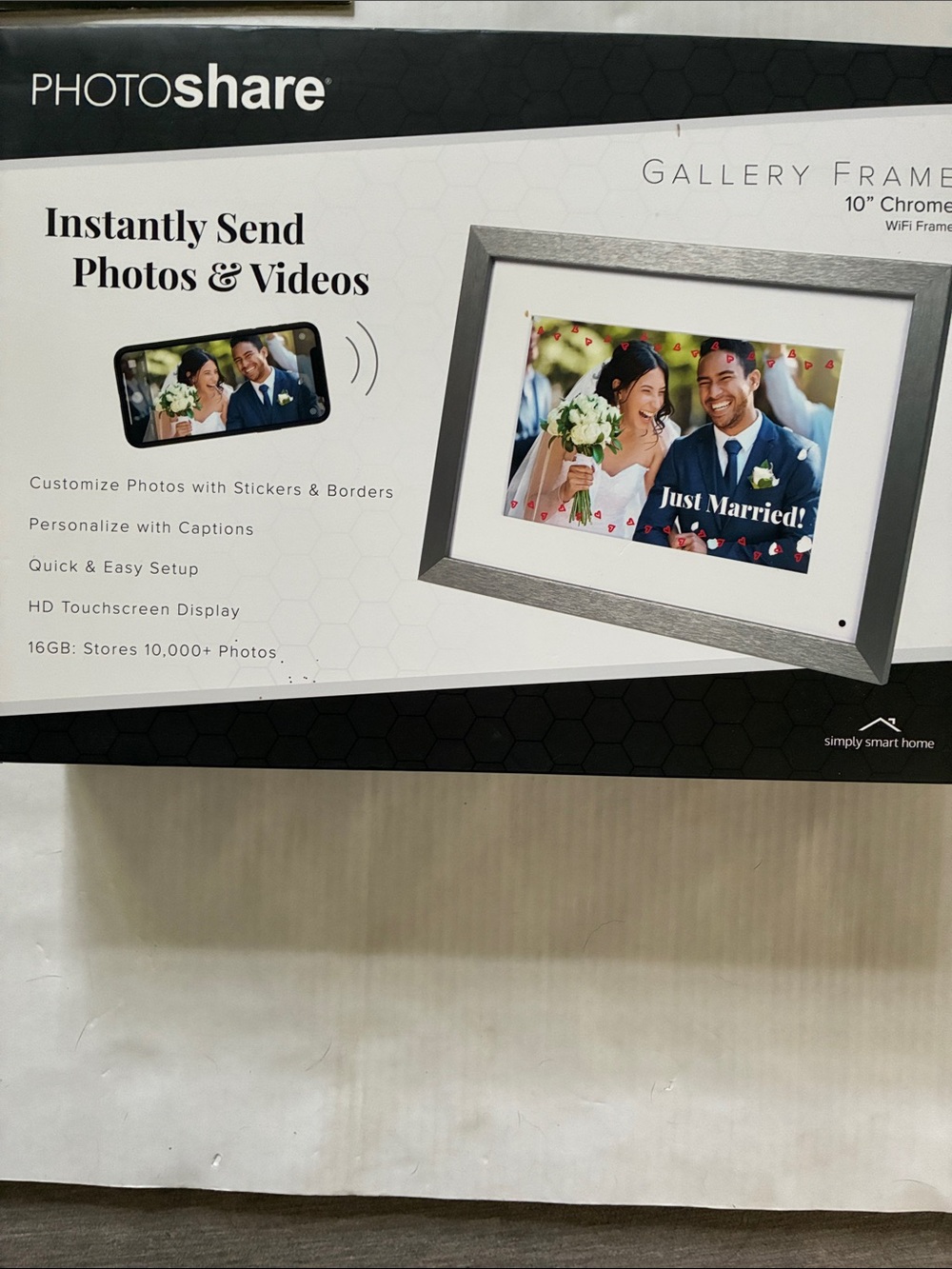 10" Chrome Digital Photo Frame - Silver Gallery Frame